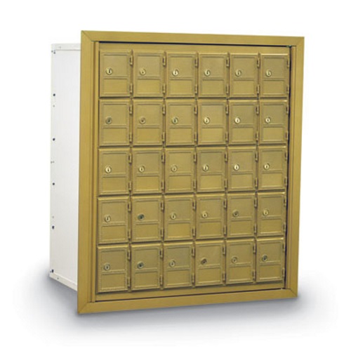 30-Door Front Load Brass Mailbox